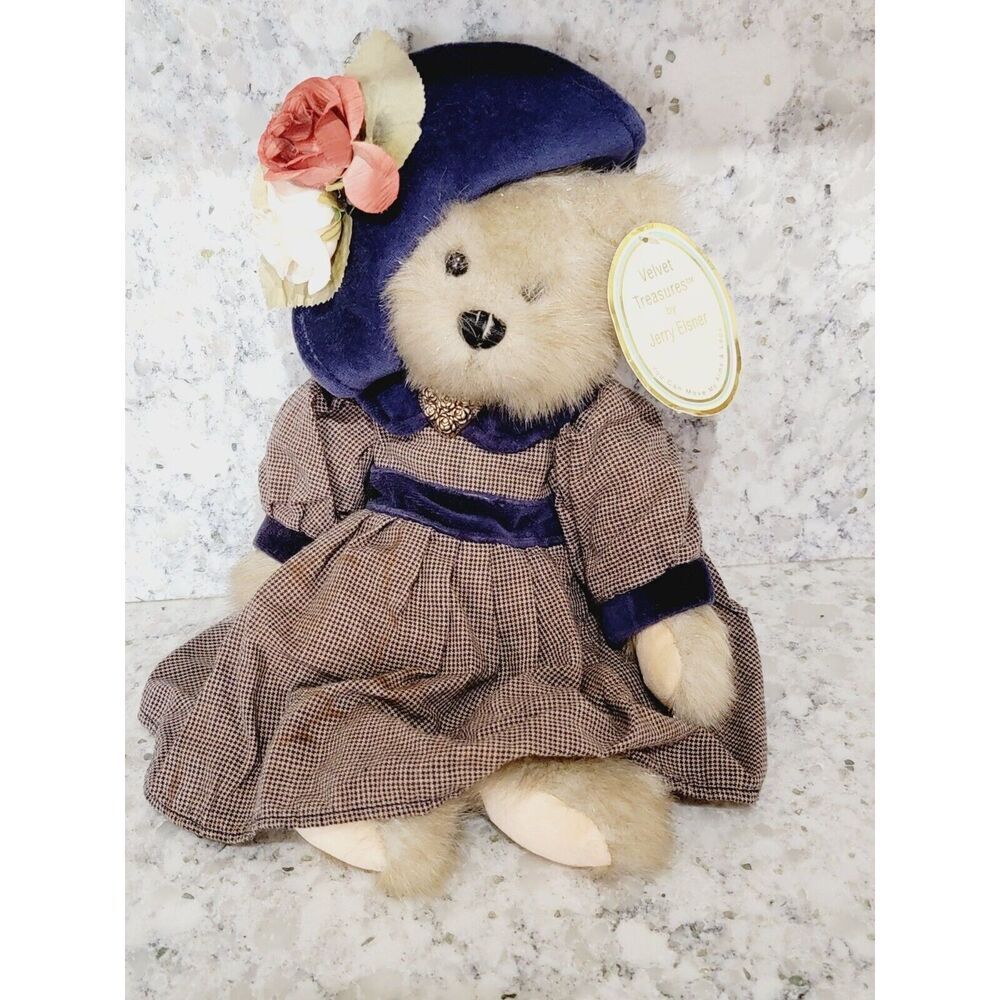 Jerry Elsner Velvet Treasures‎ Mrs. Daley Stuffed Bear Vintage Has Tag Has Spot.